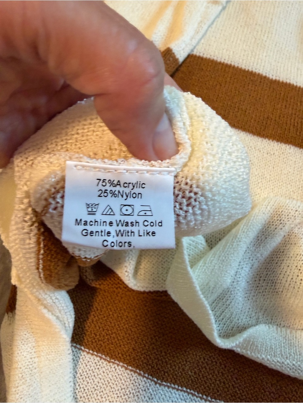 Kirundo Sleeveless Knit Shorts - Cream with Brown Stripes, Size Medium - Picture 8 of 13